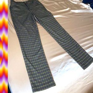 Time and Tru BROWN PLAID Vintage Retro 70s Beige Plaid Trouser Long Pants